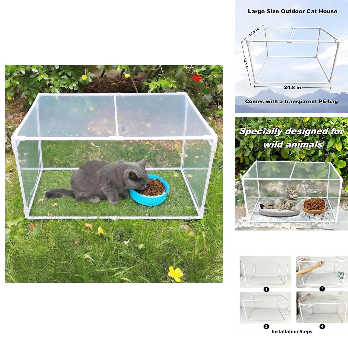 FITHUGOO FT-HWMW002 Large Outdoor Cat House Weatherproof for Garden