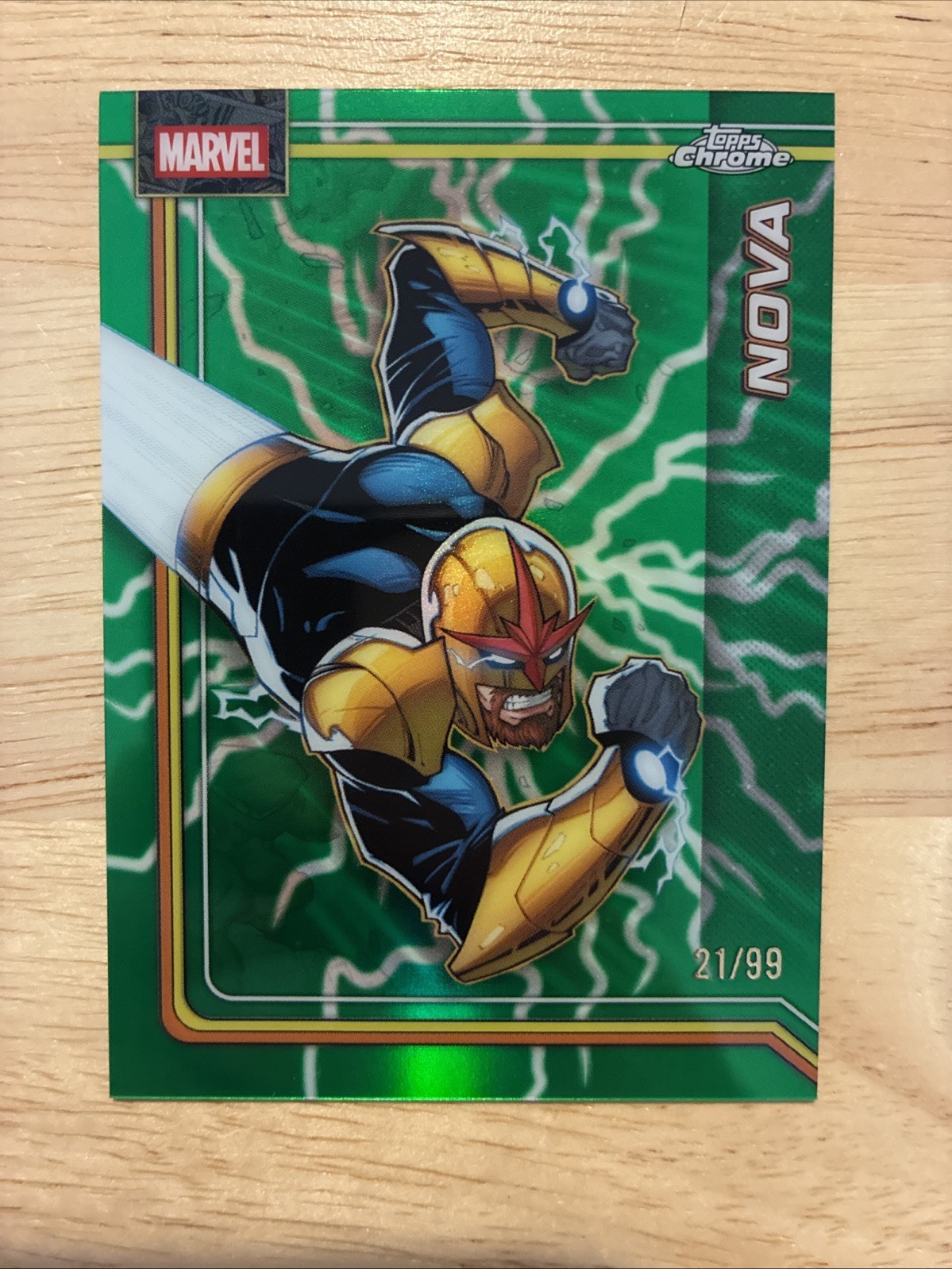 2026 Topps Chrome Marvel Nova Storm’s Green Lightning Refractor #/99 - Guardians