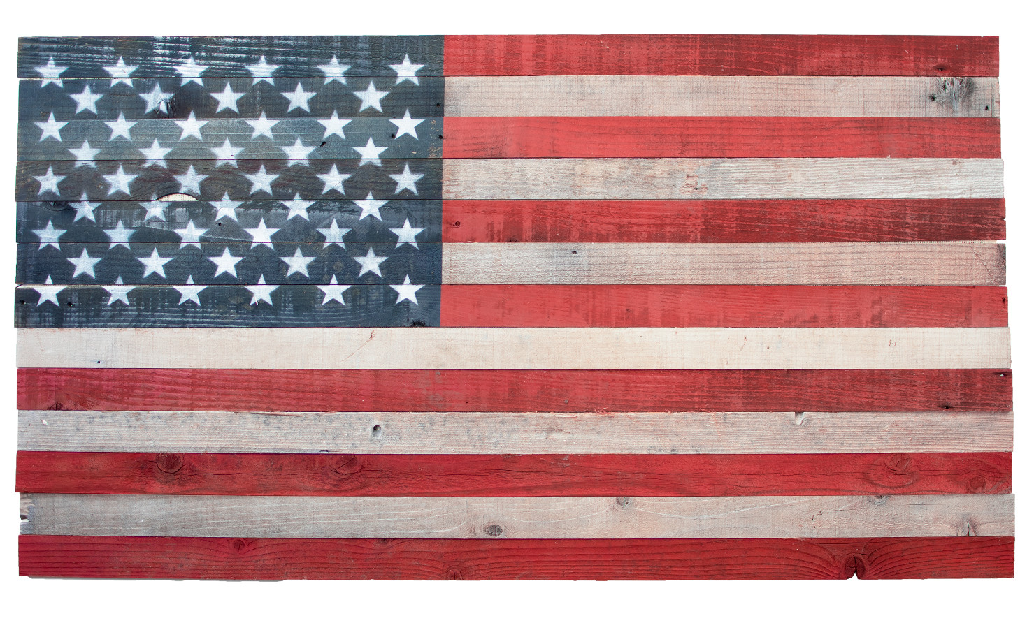 Wooden American Flag Navy Blue Hand-Made 48'' X 27'' 4th Of July Hanging USA