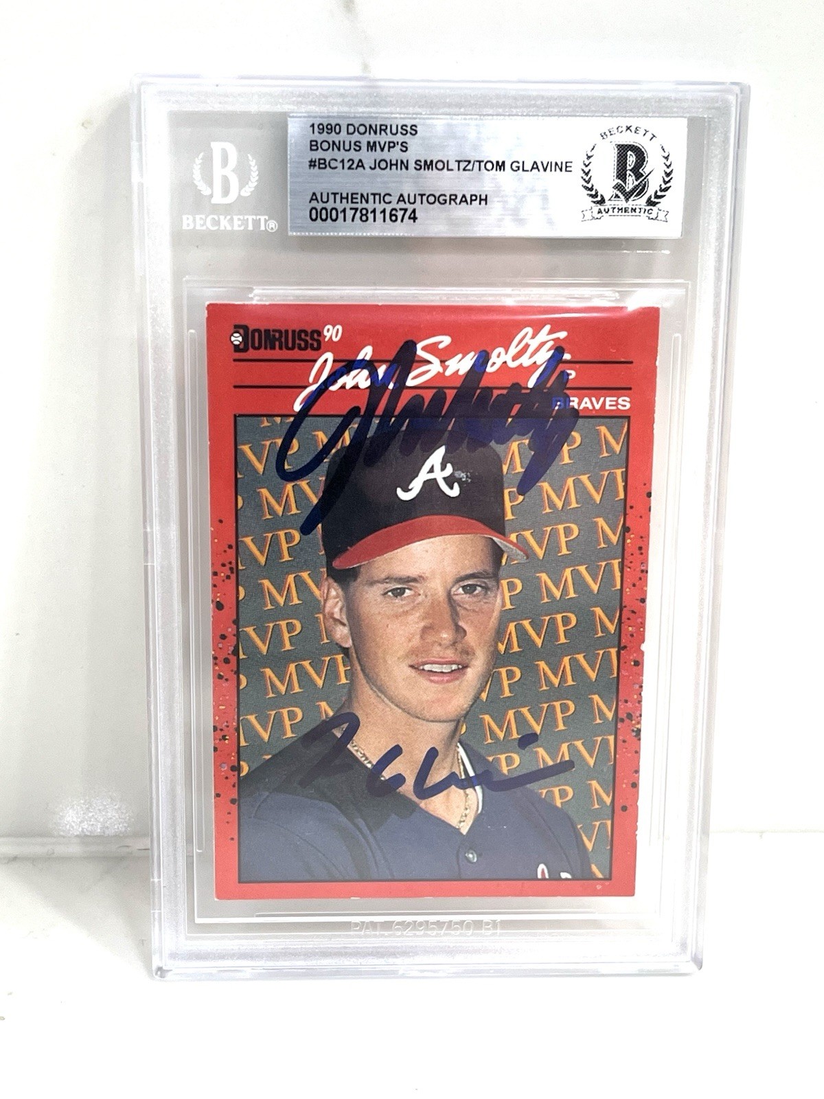 Tom Glavine and John Smoltz Signed Card 1990 Donruss Error Card #BC-12 Atlanta