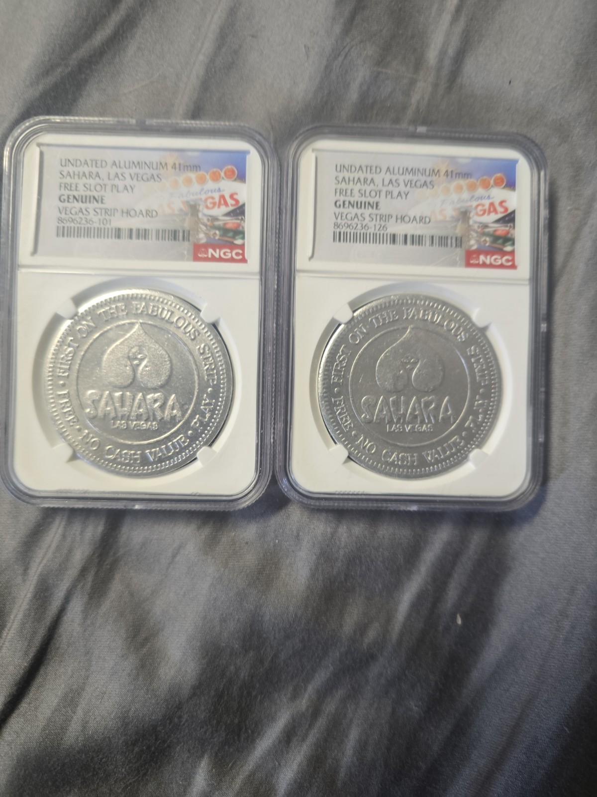 2 Undated Sahara Slot Token In Ngc Slab From Vegas Strip Hoard