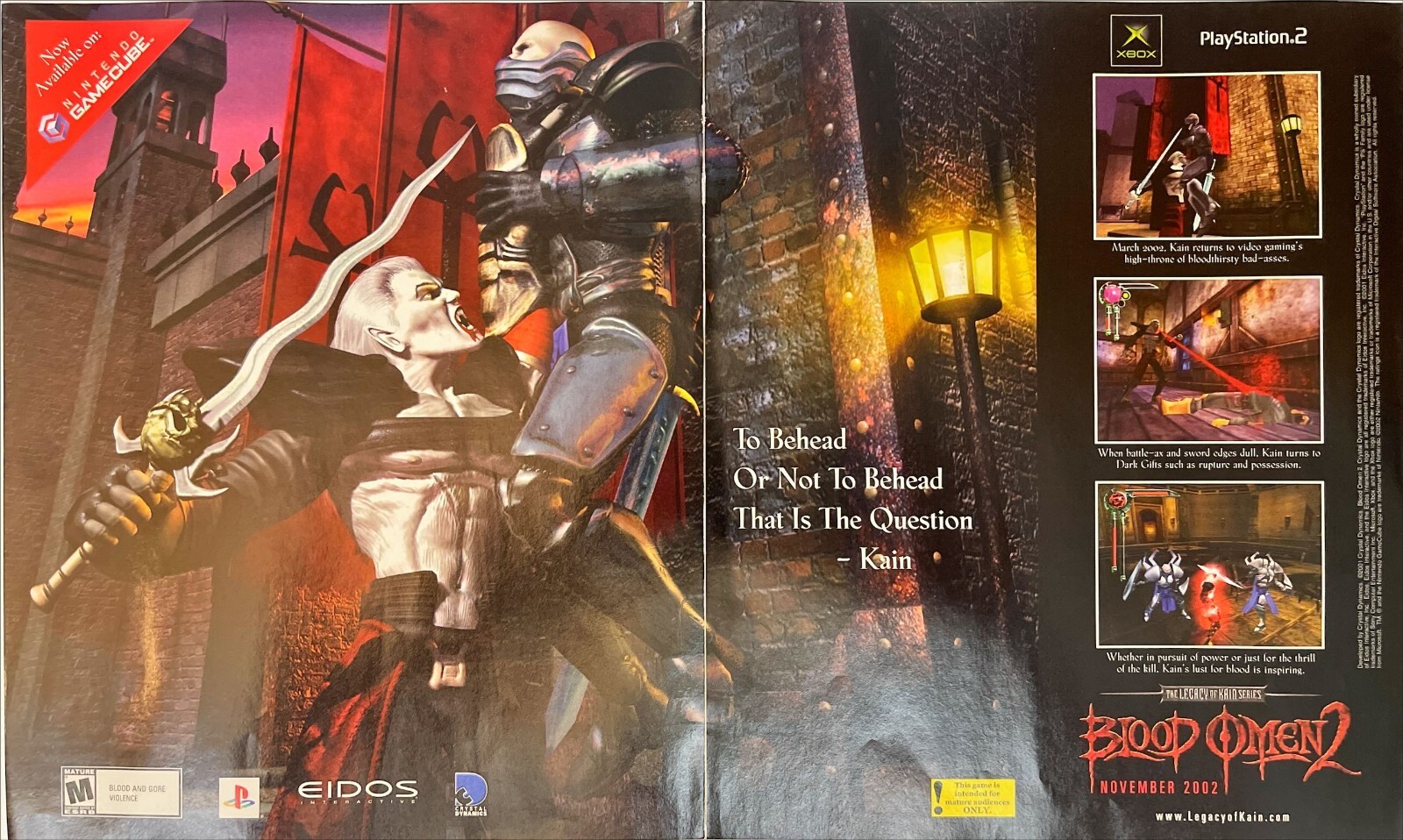 Blood Omen 2 Magazine Print Ad Promo Art XBOX EIDOS PlayStation Legacy Of Kain