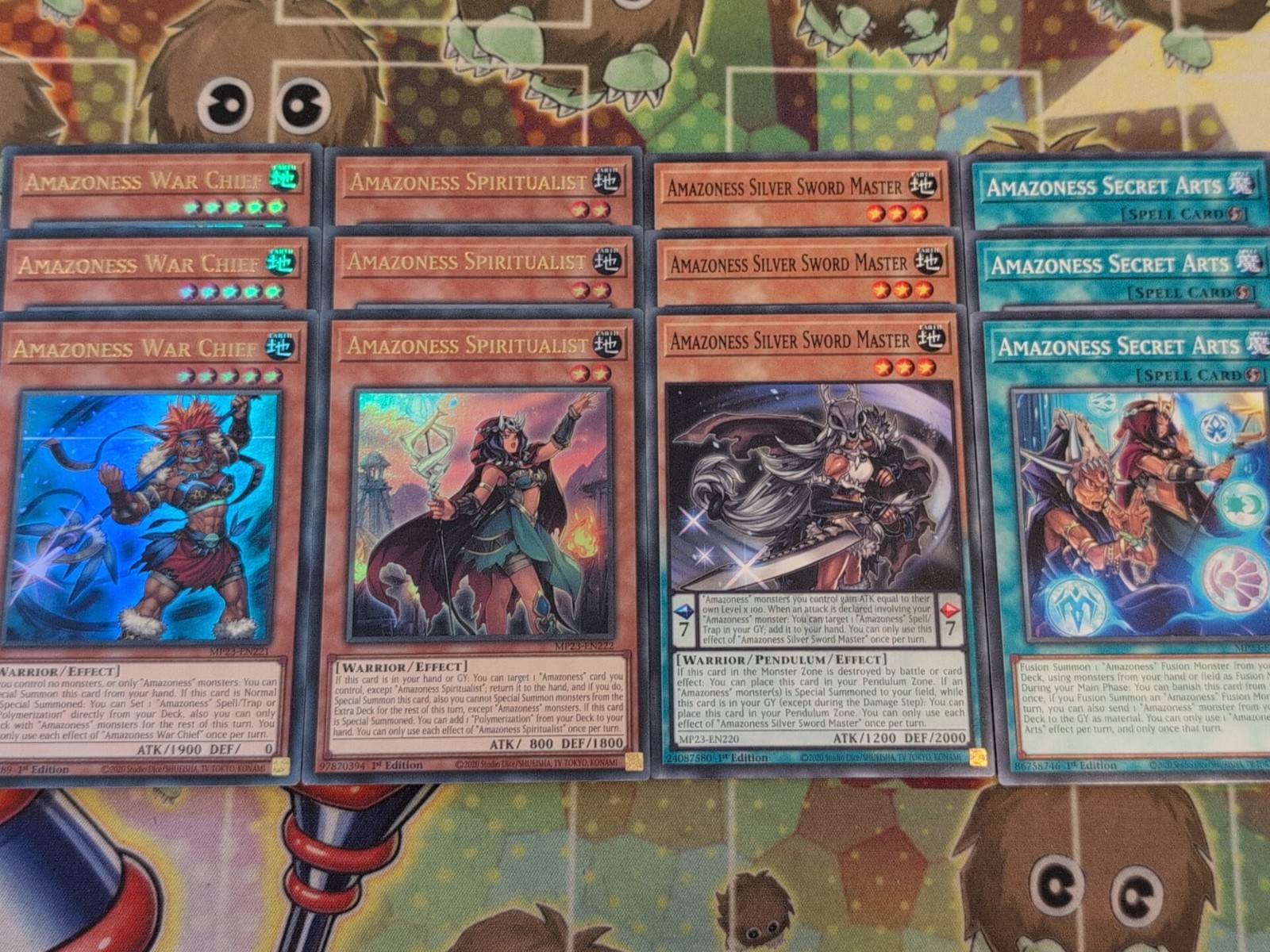 3 x Amazoness War Chief/Spiritualist MP23-EN221/EN222 + Support YuGiOh 12cd Core