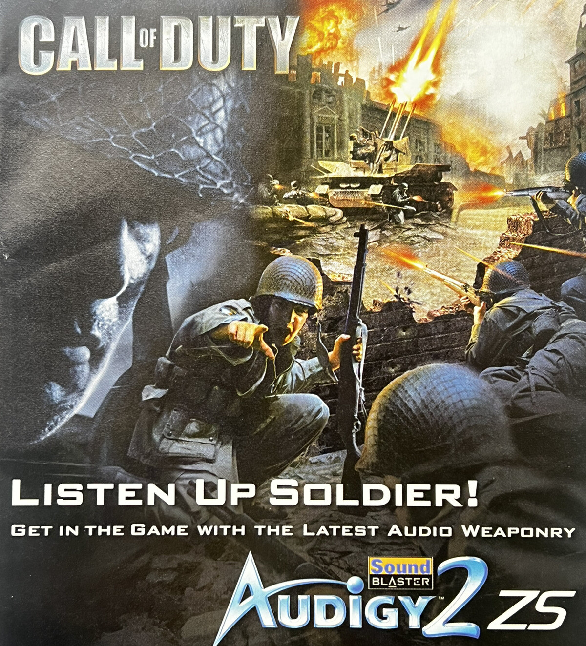 RARE Call Of Duty Activision Print Ad 16.5x25.5cm 2004 Sound Card Promo MAXC