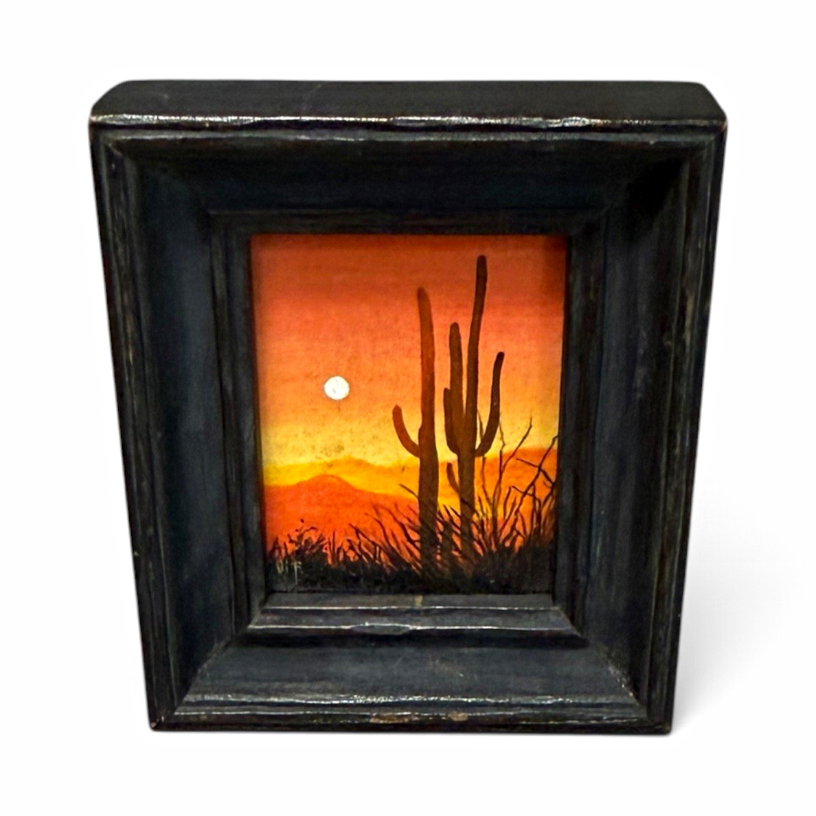 Vi Fabik Mini Painting Wood Picture Frame Black Portrait Desert Cactus