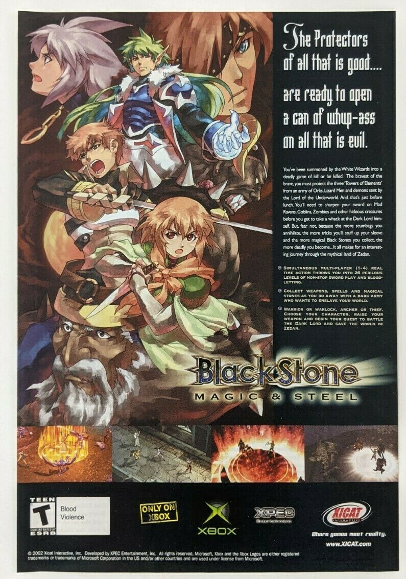 Black Stone Magic & Steel Print Ad Game Poster Art PROMO Original Xbox Advert