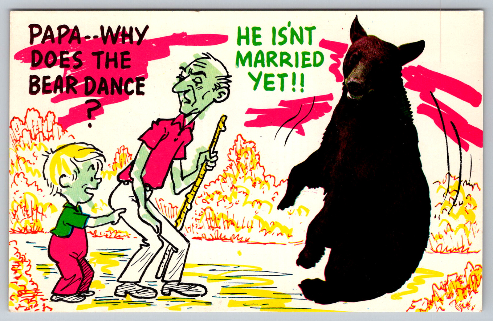 c1960s Comic Humor Funny Why does the Bear Dance? Chromer Postcard