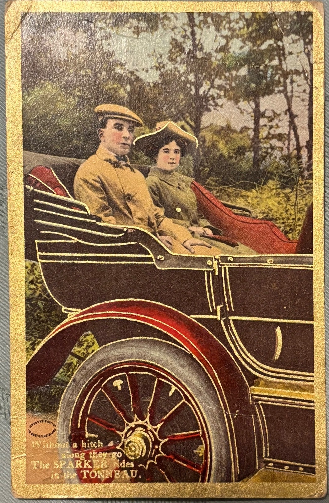 Early Auto Postcard 1907 1908 Pierce Great Arrow Spark Plug Horseless Carriage