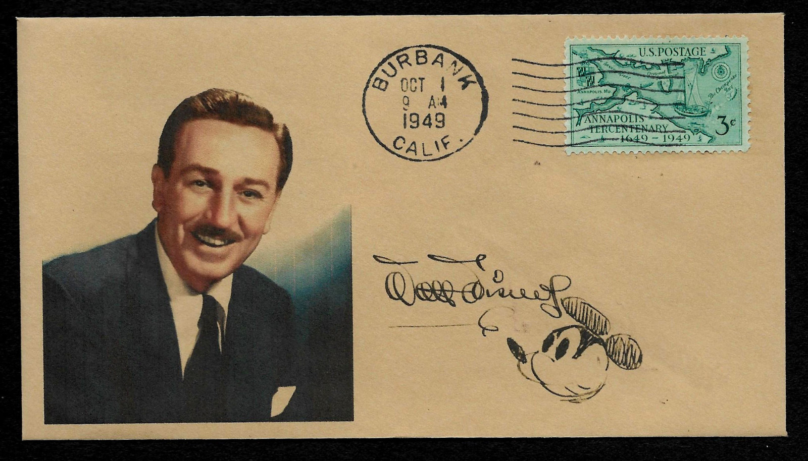 Walt Disney collector's envelope w original period stamp 66 years old *OP662