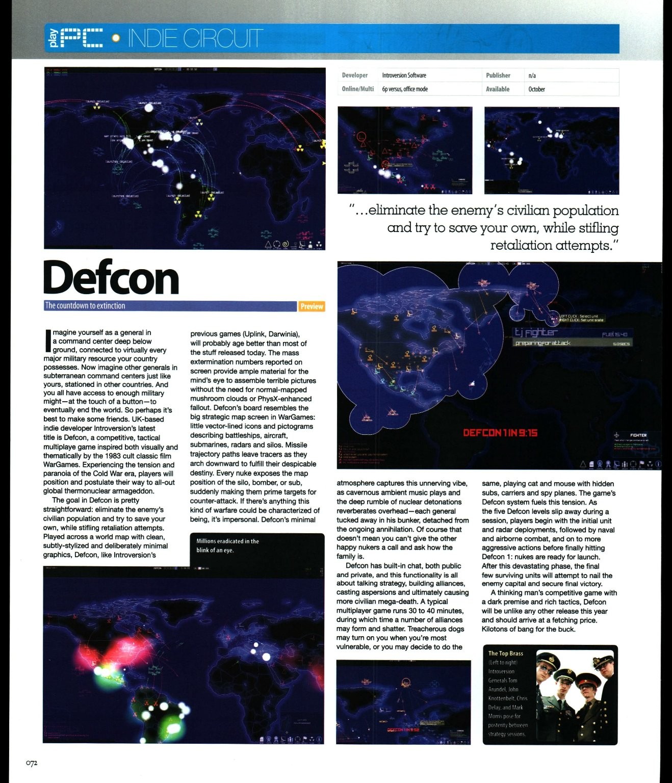 Defcon Magazine Preview Article Print Ad PC Indie Introversion Software 2006