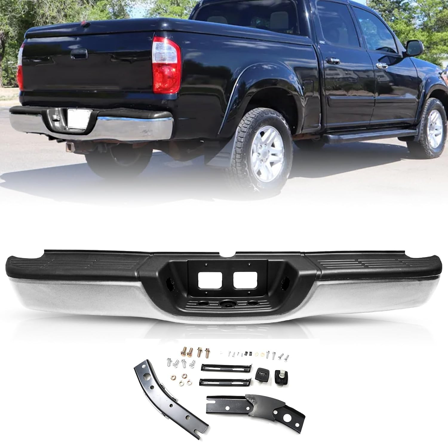 Rear Bumper Fits for 2000-2006 Toyota Tundra Pickup | Steel Step Pad Fleetside B