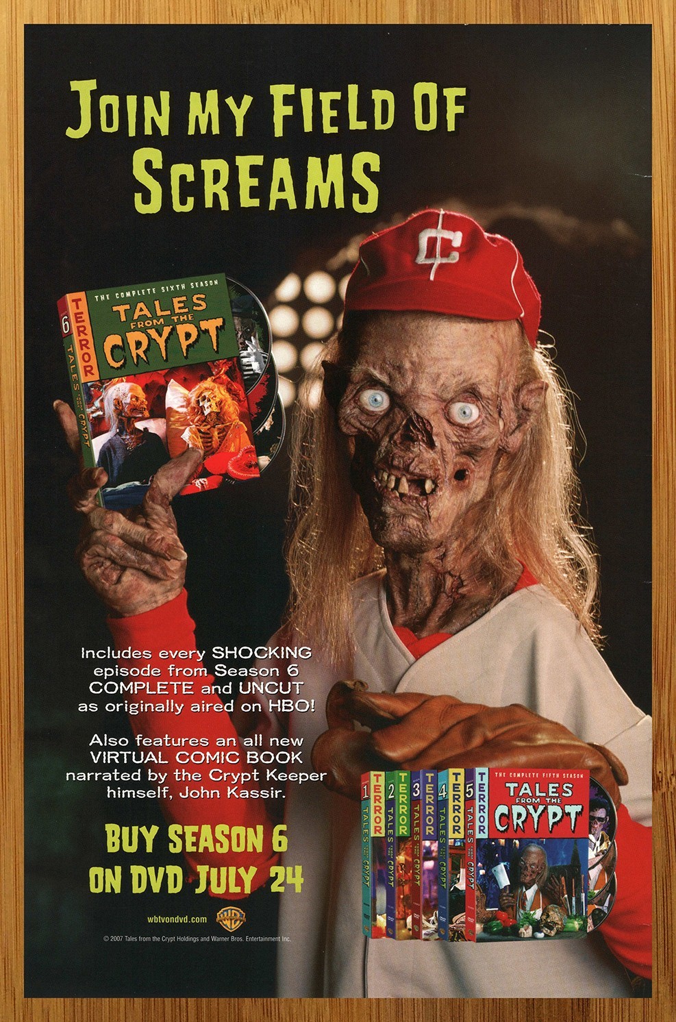 2007 Tales from the Crypt Season 6 Print Ad/Poster Baseball HBO TV DVD Promo Art