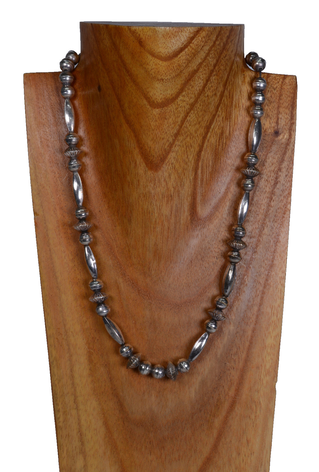 Navajo Silver Silver Bead Necklace   Late 20th Century   20