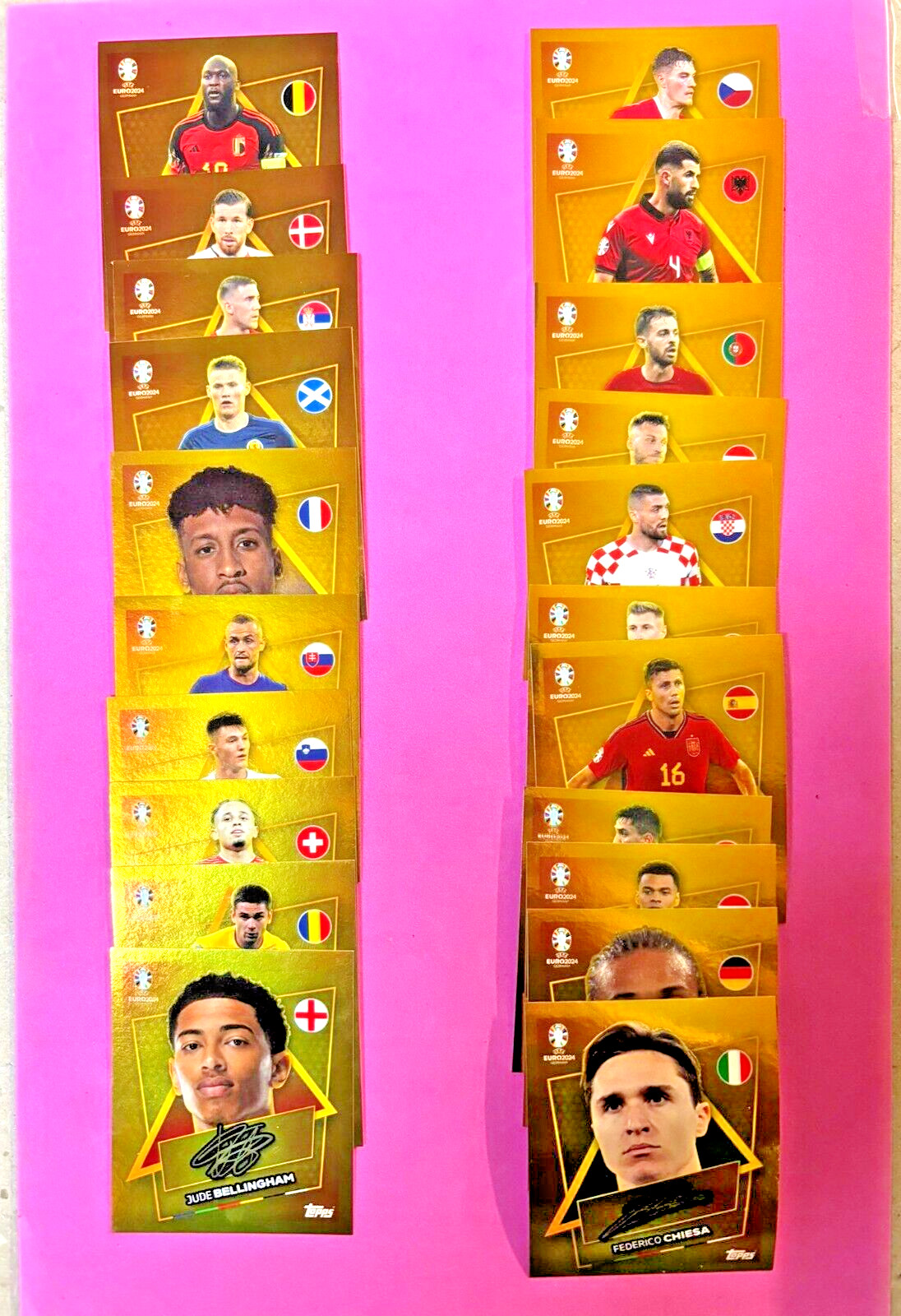 TOPPS UEFA EURO 2024 COMPLETE SET SP GOLD SIGNATURE - 21 STAR PLAYERS (SPs) (A1)