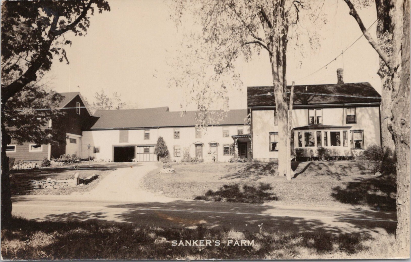 RPPC Belfast Maine Street Scene at Sanker\'s Farm Hotel 1940s era