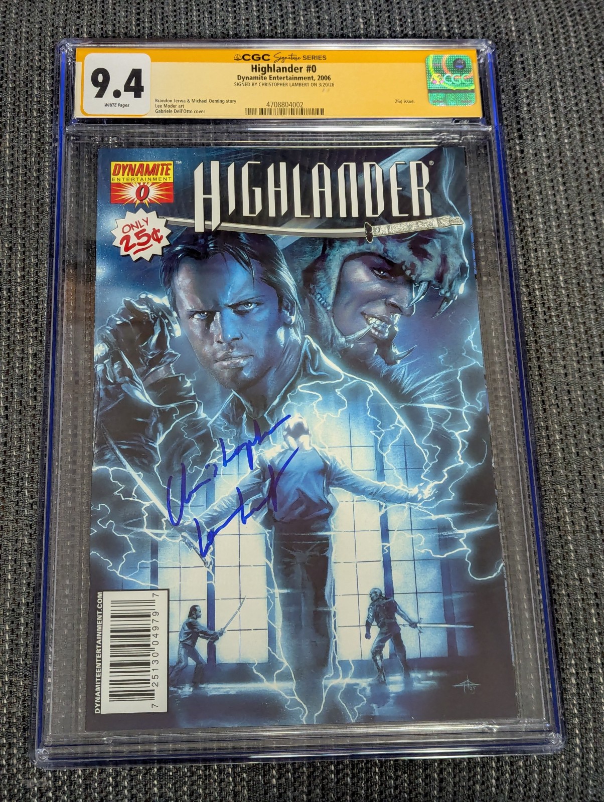 Highlander #0 CGC SS 9.4 - Signed by Christopher Lambert