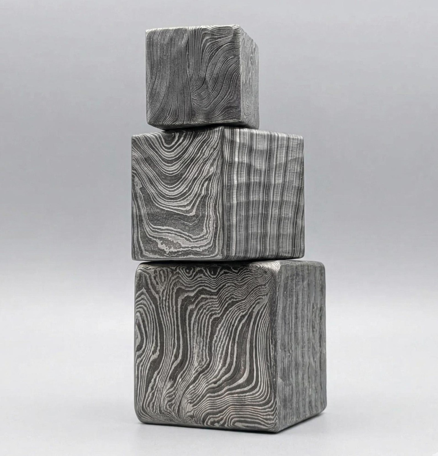 Damascus Steel Cube, Unique Minimalist Desk Toy and Paperweight