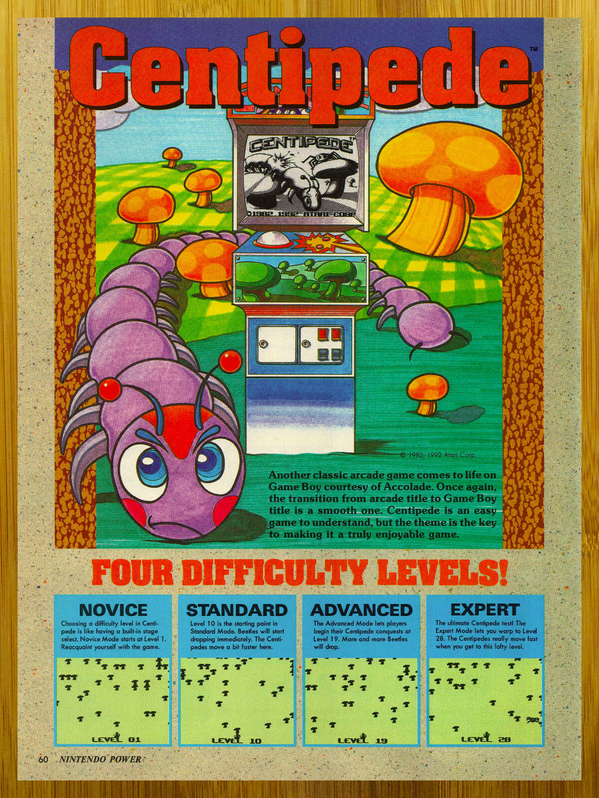 1991 Centipede NES Game Boy Print Ad/Poster Authentic Video Game Promo Art Rare