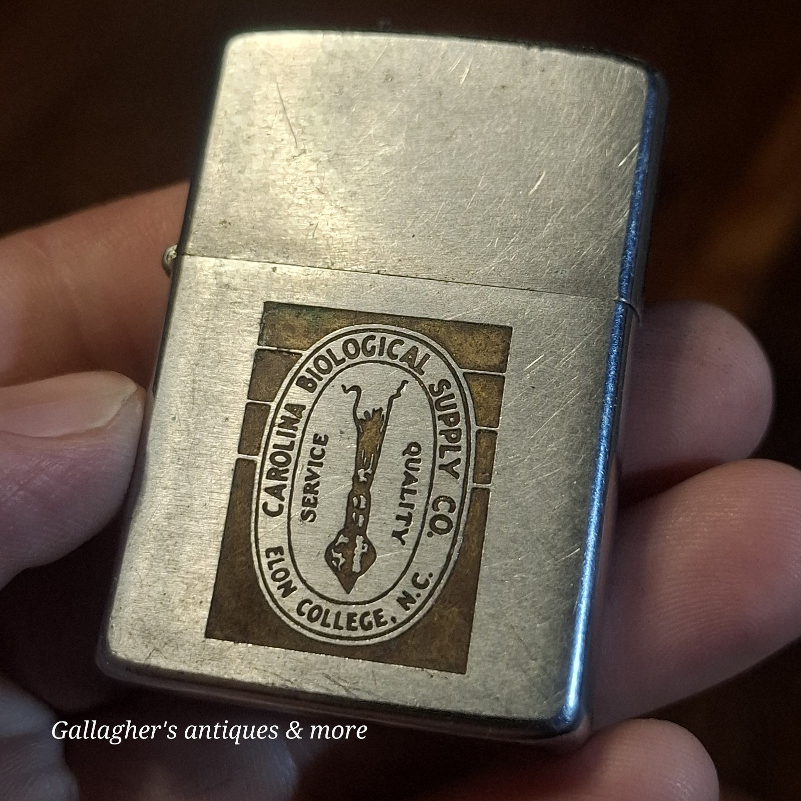 Vintage 1966 Zippo Lighter Carolina Biological Supply Co Elon College NC Ad
