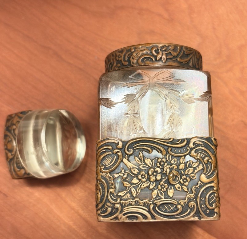 Antique 800 Silver & Cut Crystal Inkwell w/ Stopper c1890–1910 European