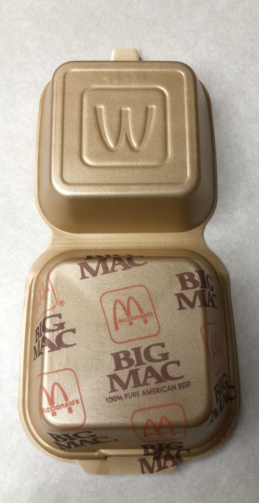McDonald's Big Mac Clamshell Foam Container Box Vintage NOS