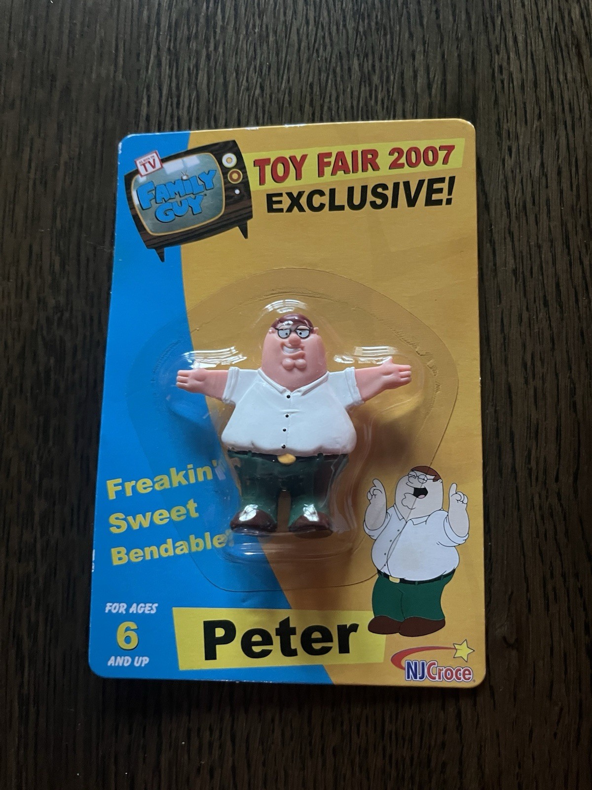 Family Guy NJ Croce Freakin\' Sweet Bendable Peter Toy Fair 1,676/2,007 Sealed