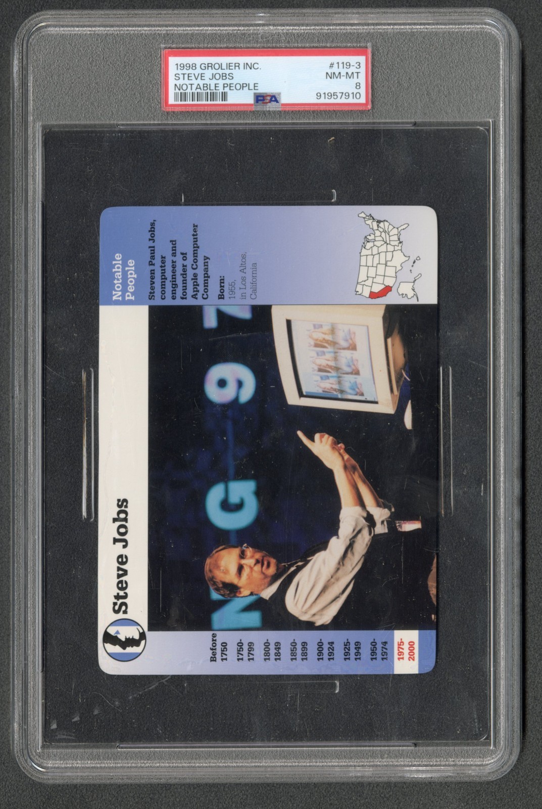 Steve Jobs ROOKIE 1998 Grolier Notable People PSA 8 Pop 3 - SUPER RARE APPLE