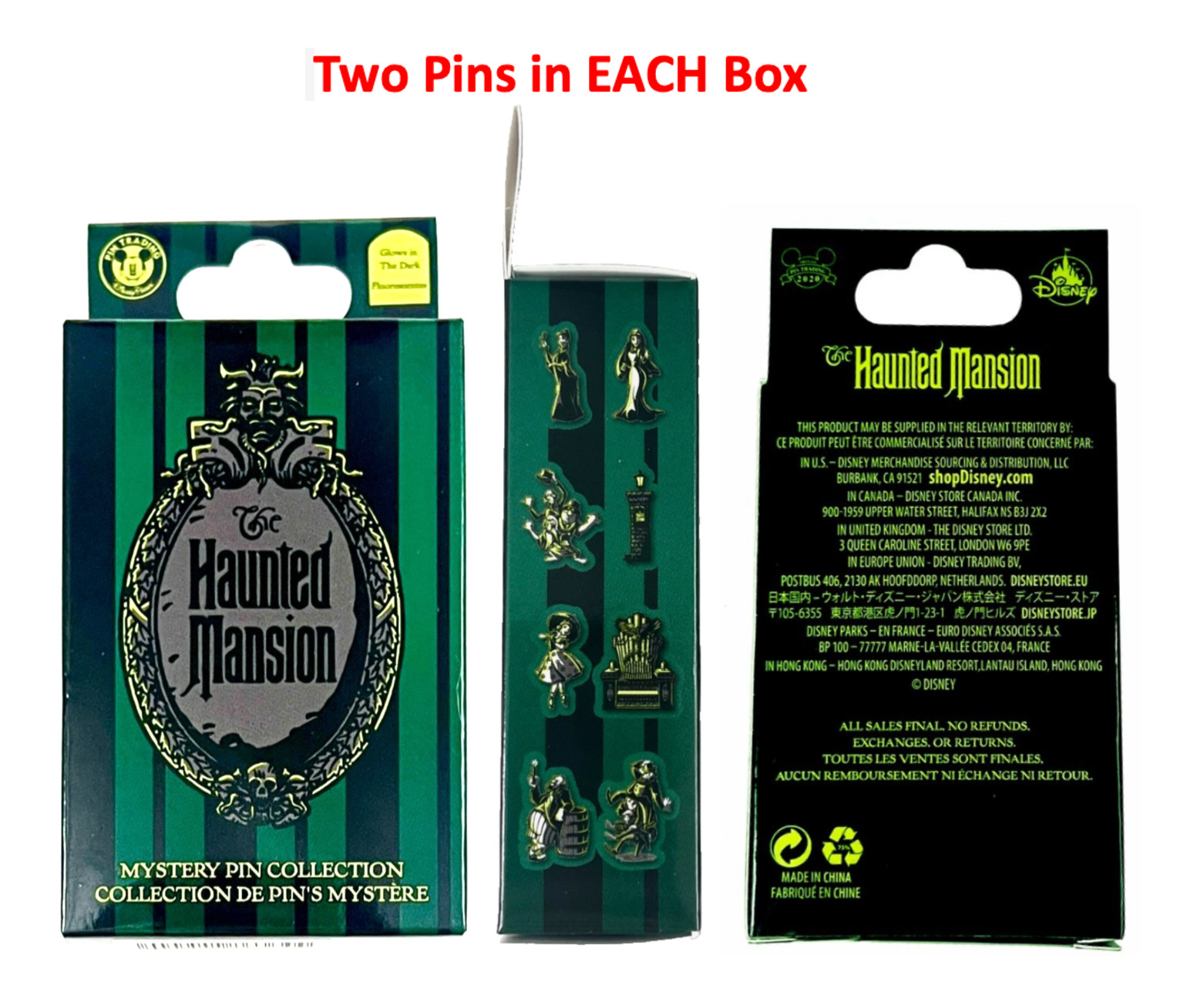 New RARE Mystery Disney Pin Box SEALED Haunted Mansion GLOW DARK Bride Ghosts +