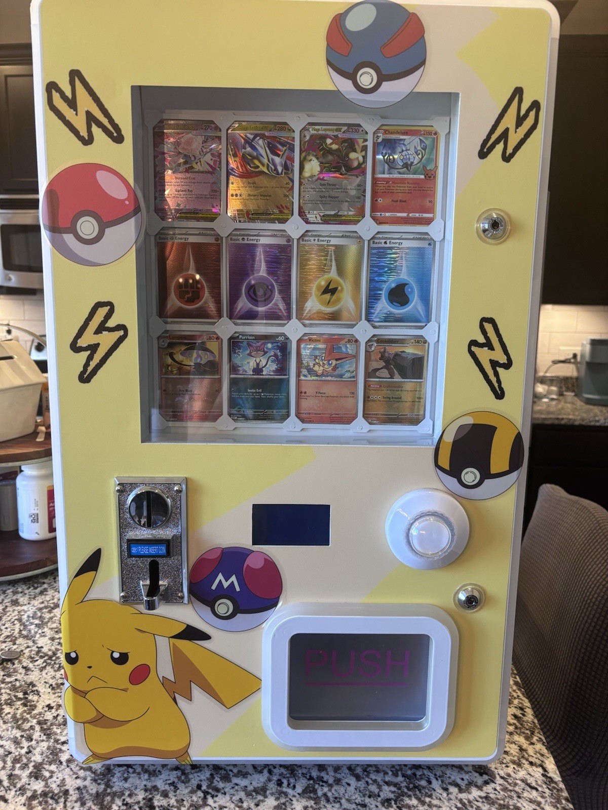 Tabletop Pokémon Trading Card Vending Machine – Custom, LED‑Lit & Fully Stocked