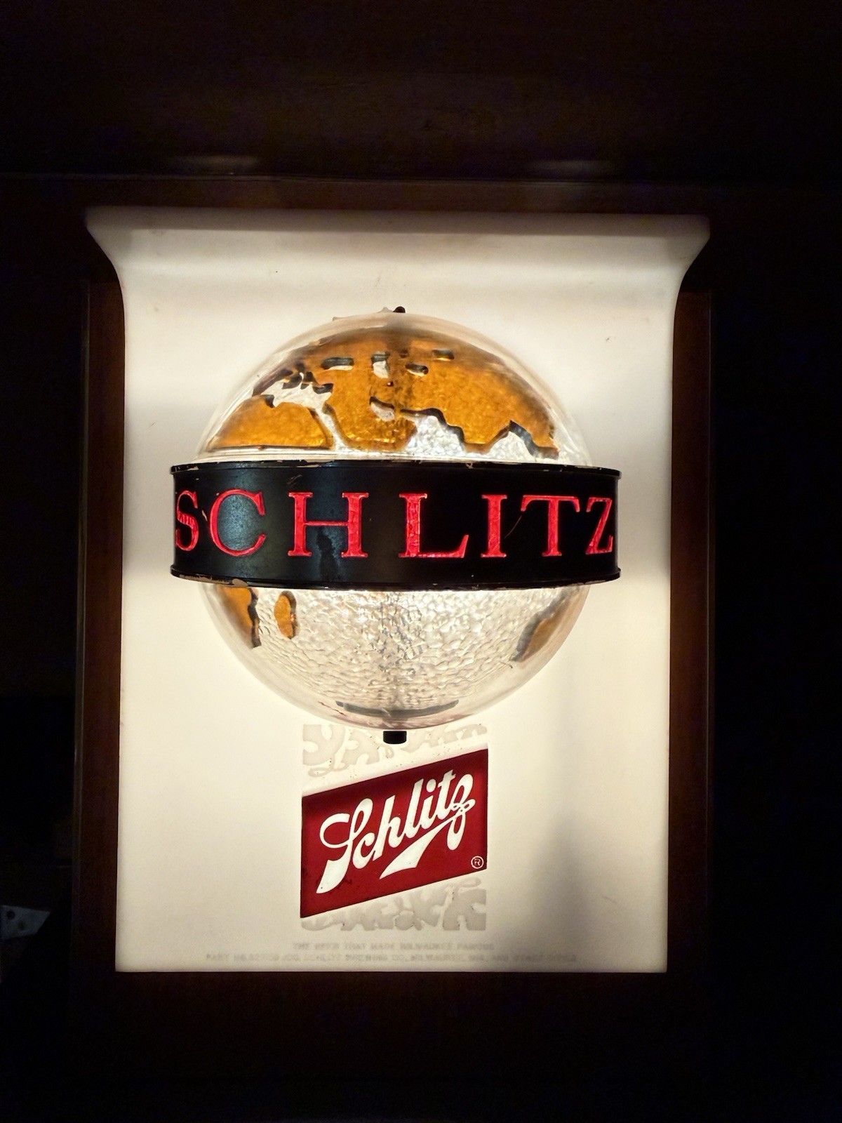 Vintage 1960s SCHLITZ Beer Rotating Motion Globe Lighted Bar Sign 10