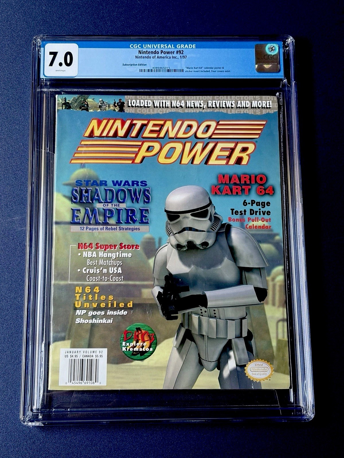 Nintendo Power #92 Star Wars CGC 7.0 Subscription Edition 1997 Mario Kart 64