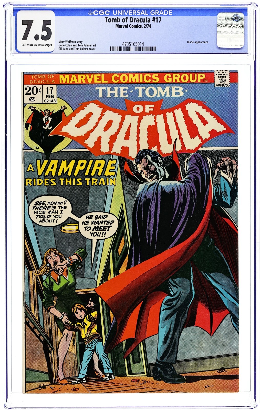 Tomb of Dracula #17 Dracula Bites Blade - 1974 - CGC 7.5 - Gil Kane & Tom Palmer