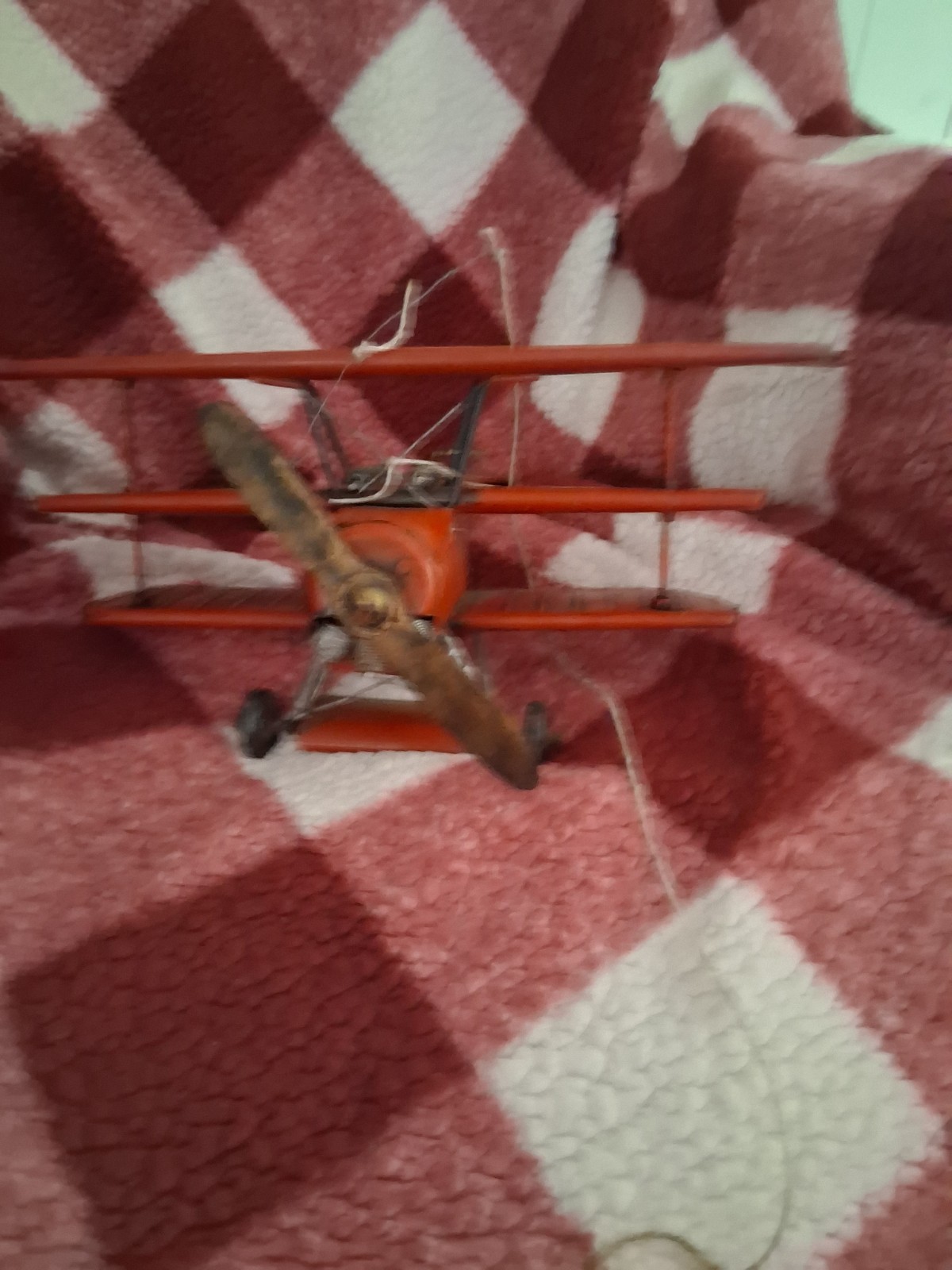 Metal Model Of 1917 Tri Winged Airplane.