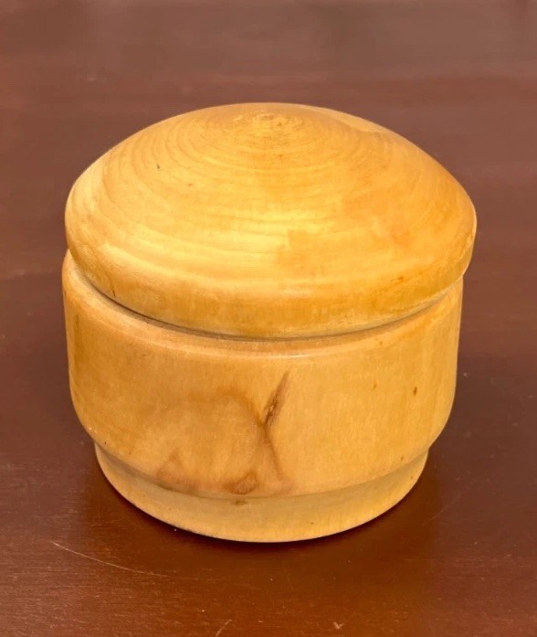 Vintage Hand Turned Round Trinket Box With Lid