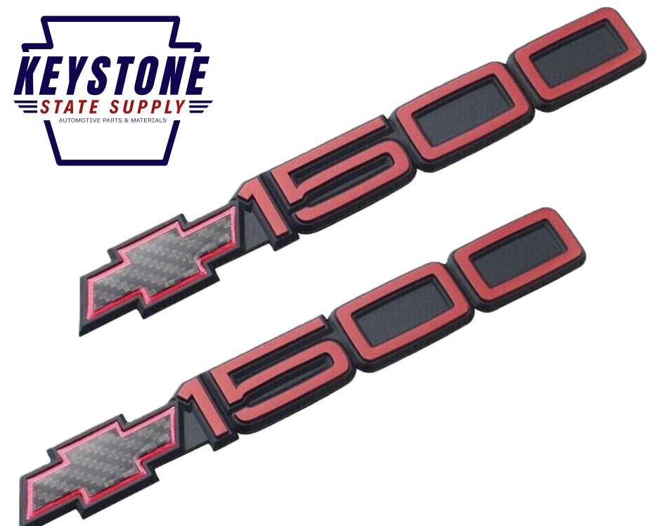 1990 1991 Chevy Silverado 1500 Red Door Emblems 3D Badge Decal Replacement 2pc