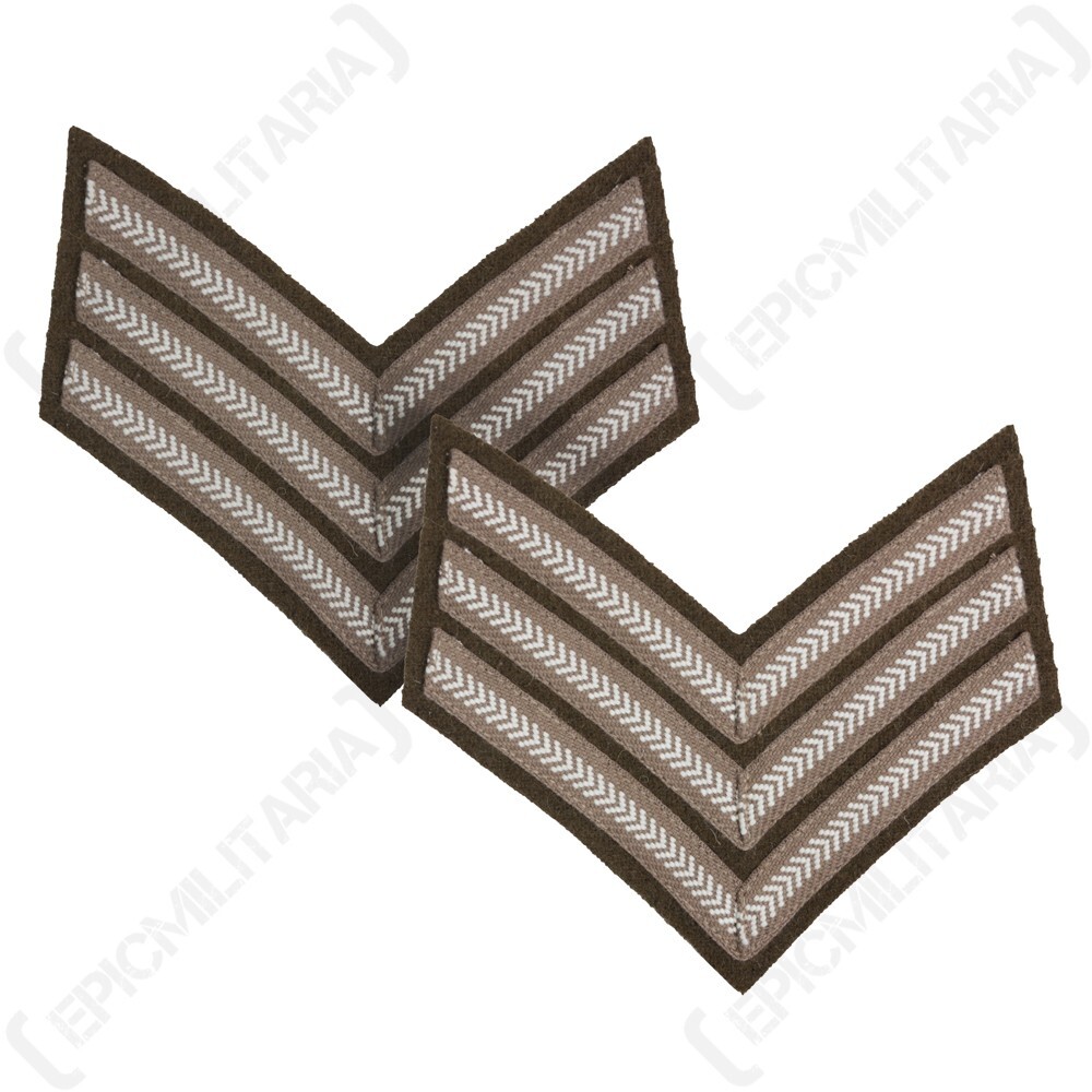 WW2 British Rank Stripes - Sergeant - Quality Reproduction Rank Insignia Pair