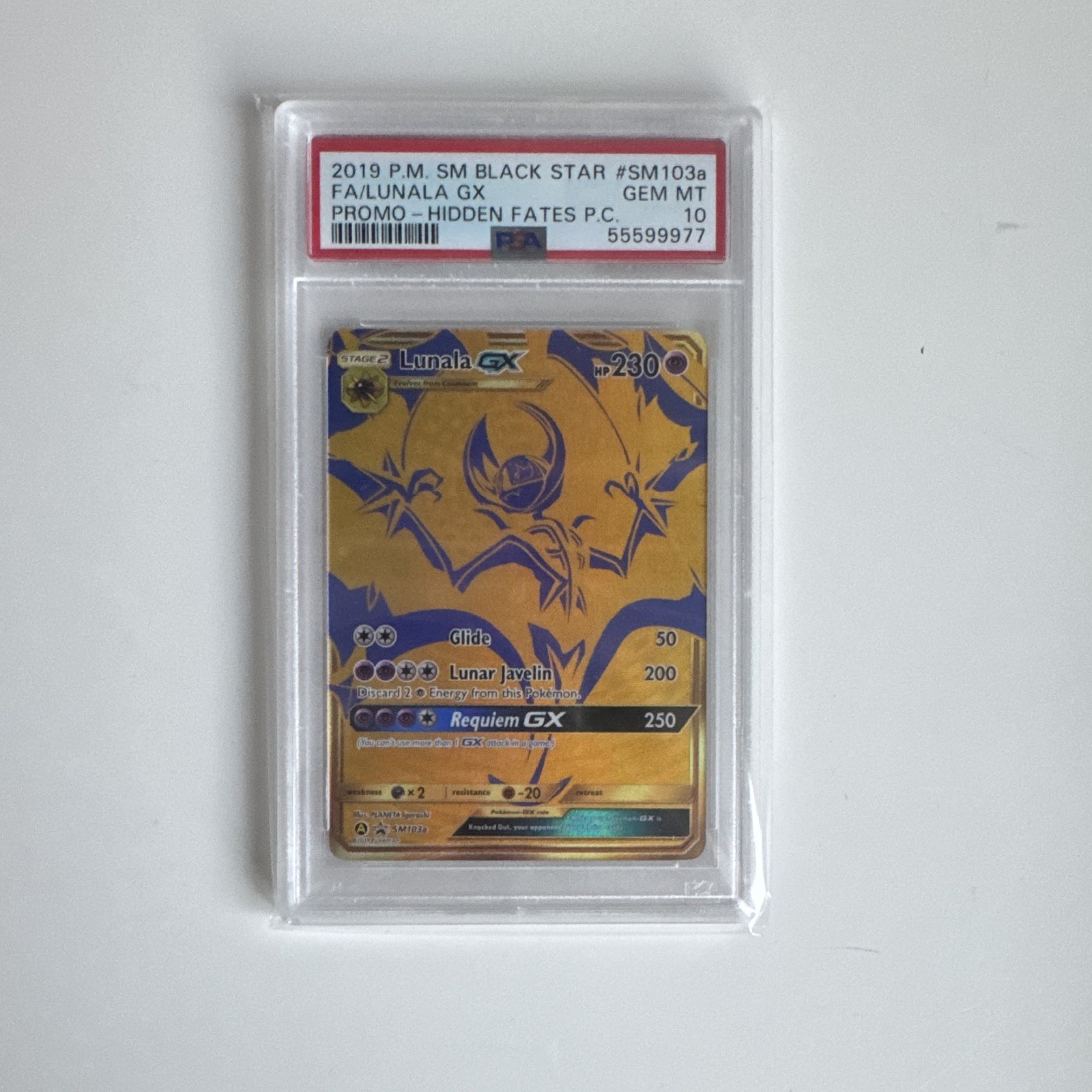 2019 Pokémon SM Black Star Promos Lunala GX SM103a Hidden Fates PSA 10