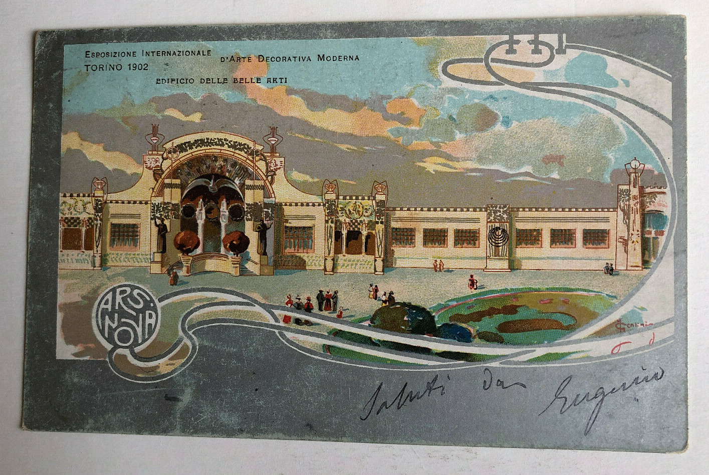 Advertising postcard Edificio Belle Arti Expo Torino 1902 c1