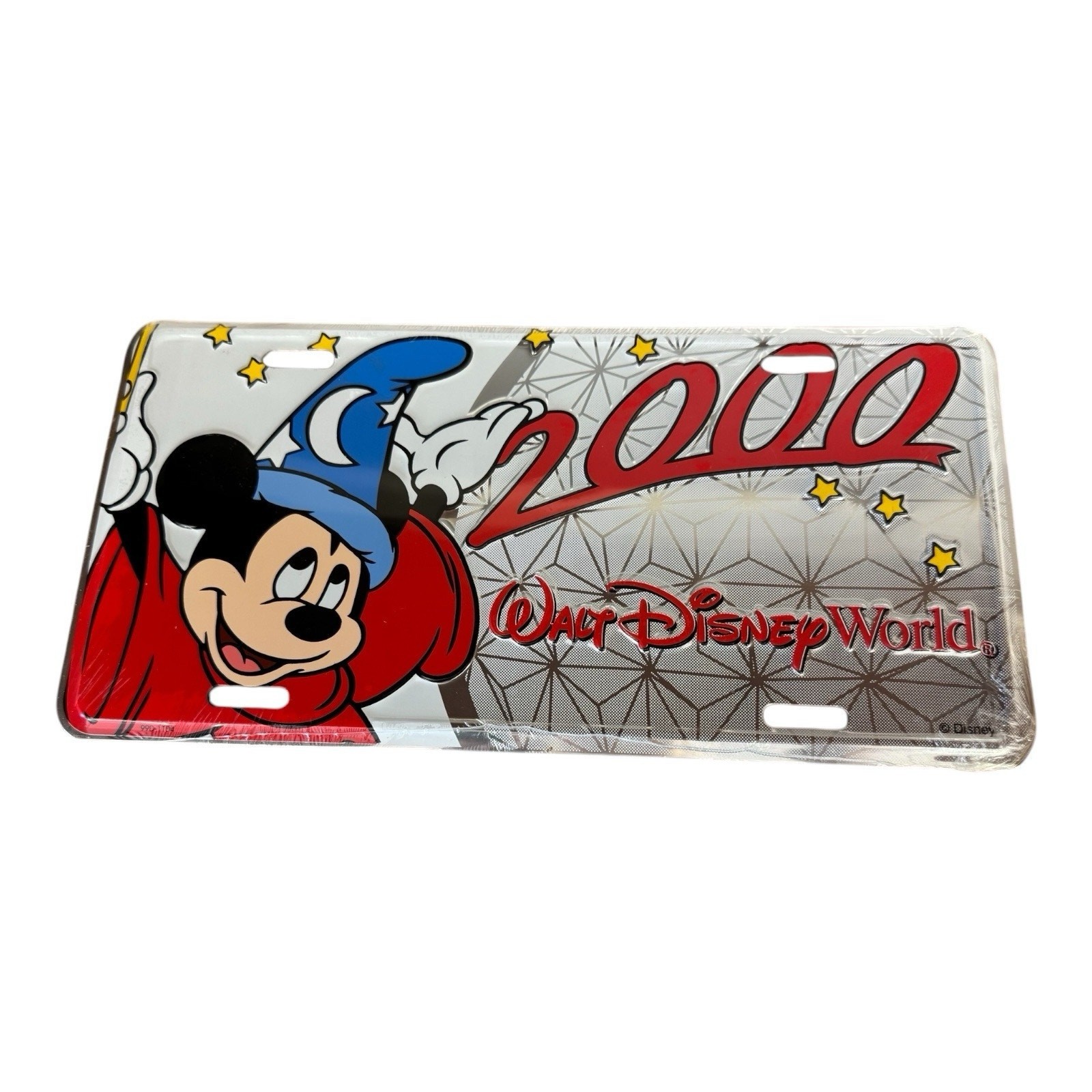 Walt Disney World 2000 Sorcerer Mickey License Plate Still in Orig. Plastic