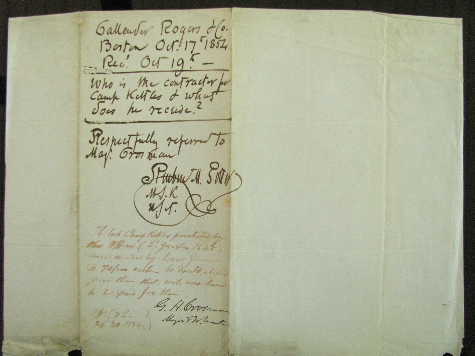 TEXAS ALAMO SIEGE EYEWITNESS SIGNED US ARMY SUPPLY LETTER 1856