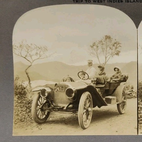 Private Stereoview Photo 1911 Puerto Rico San Juan Police Chief Car Lozier #13