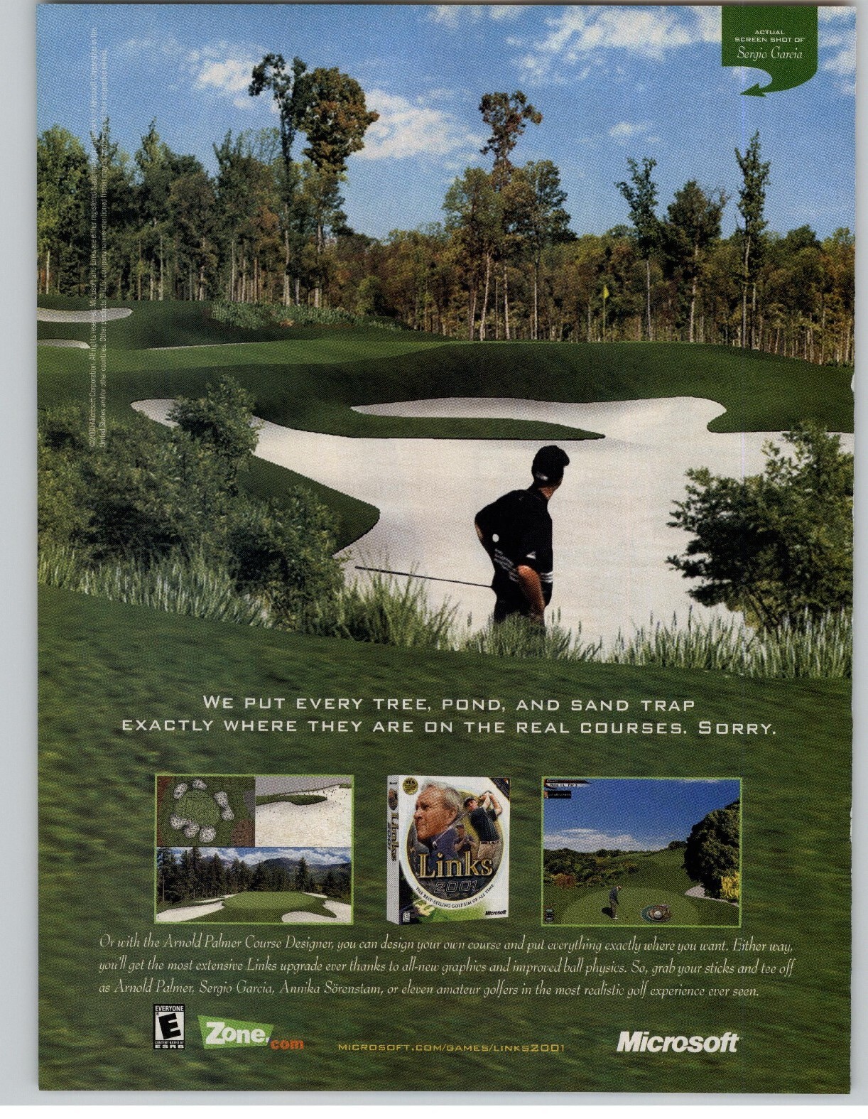 Links 2001 Golf Video Game Art Vintage Print Ad Arnold Palmer Sergio Garcia Pic