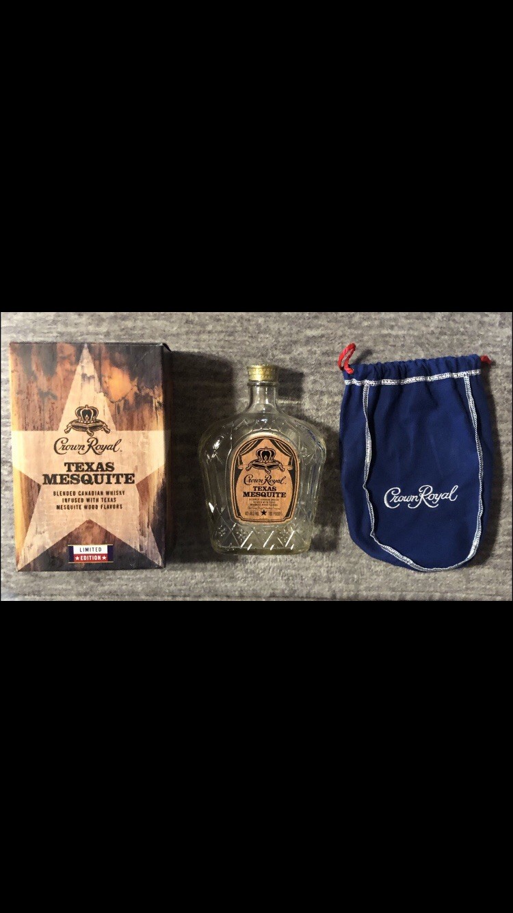 Rare Crown Royal Texas Mesquite 750ML Box Empty Bottle & Bag