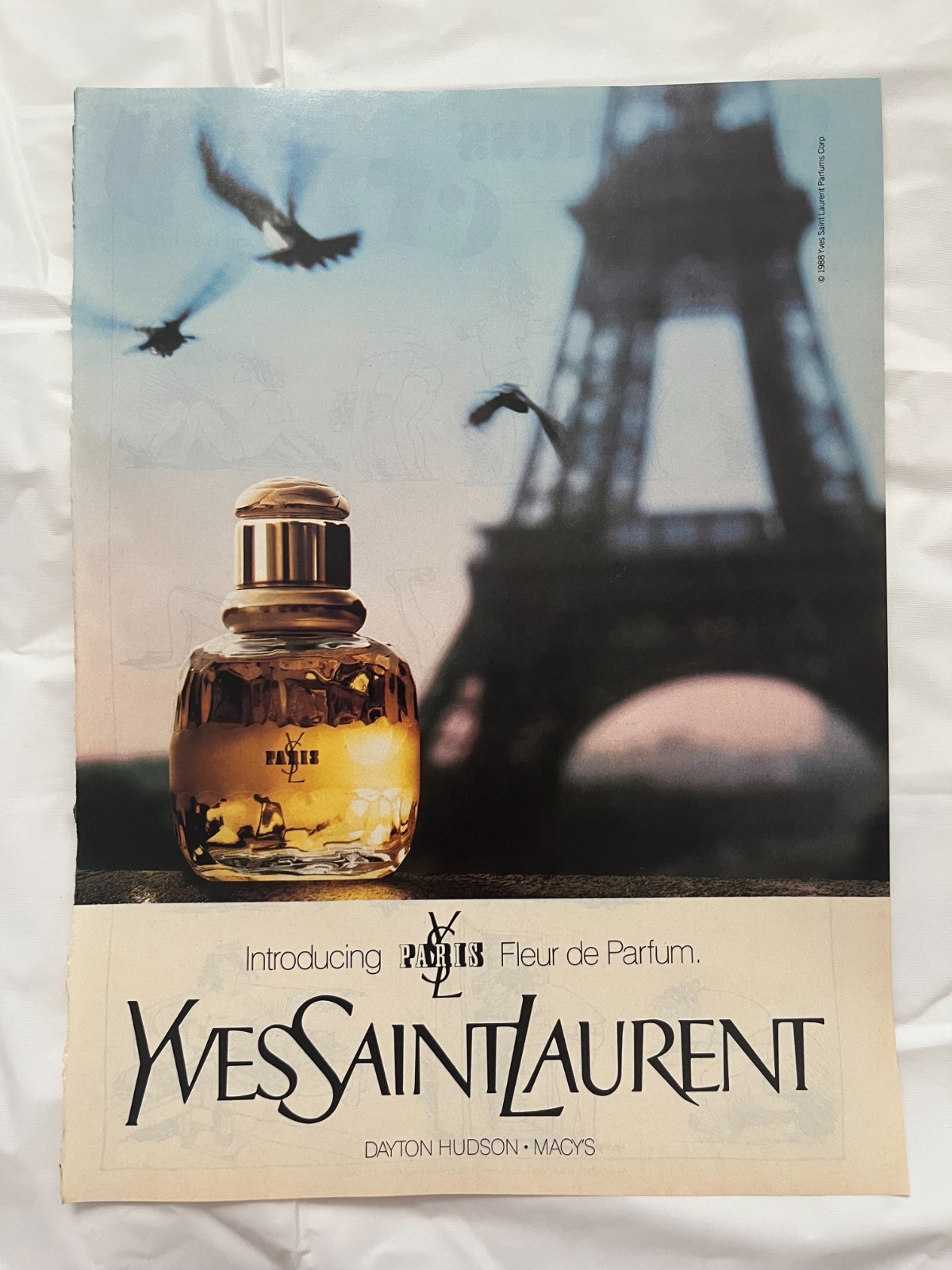 Original 1988 Yves Saint Laurent YSL Paris Fleur de Parfum Print Magazine Ad