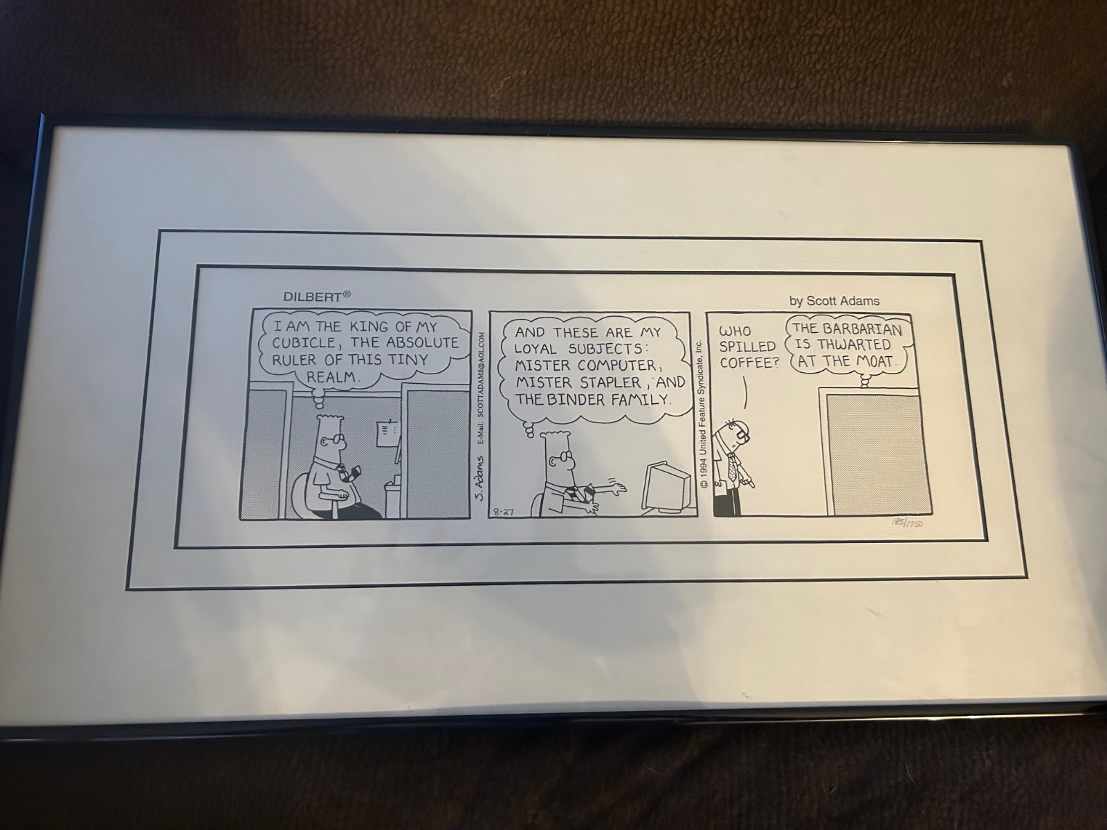 Dilbert Scott Adams Comic Strip Print Inscribed With Character 185/1750