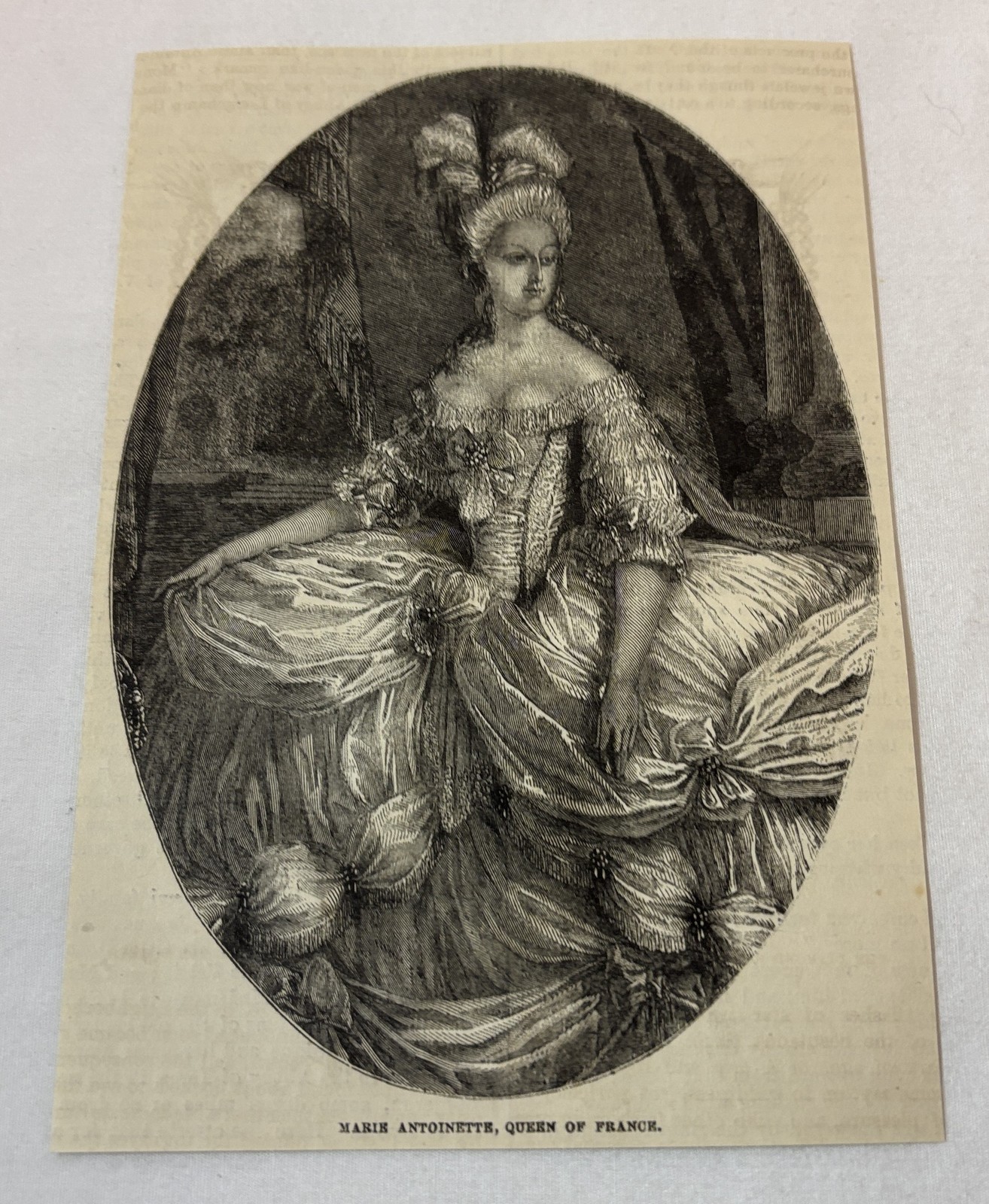 1881 magazine engraving~ MARIE ANTOINETTE, QUEEN OF FRANCE