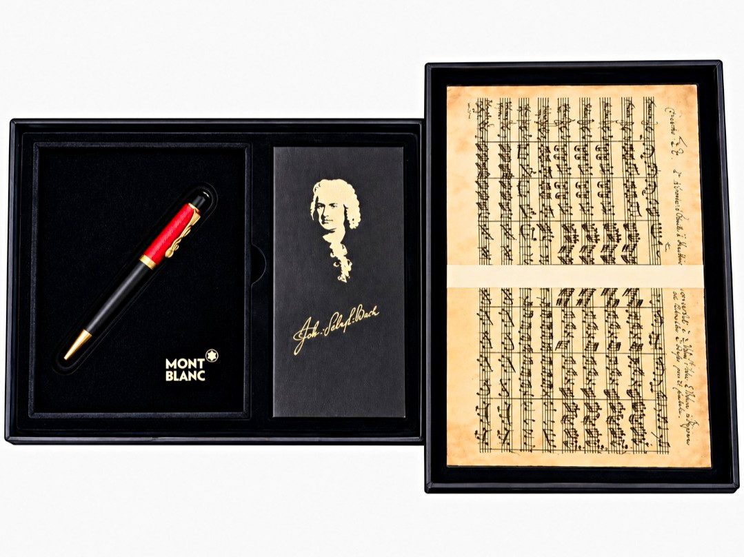 Montblanc Johann Sebastian Bach Ballpoint Pen Resin Gold Trim Black Ink In Box