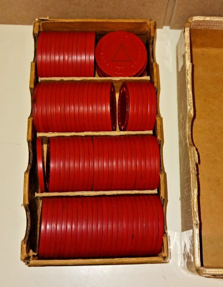 Vintage Lot of  93 Red Poker Chips by Wynn E.  Jones