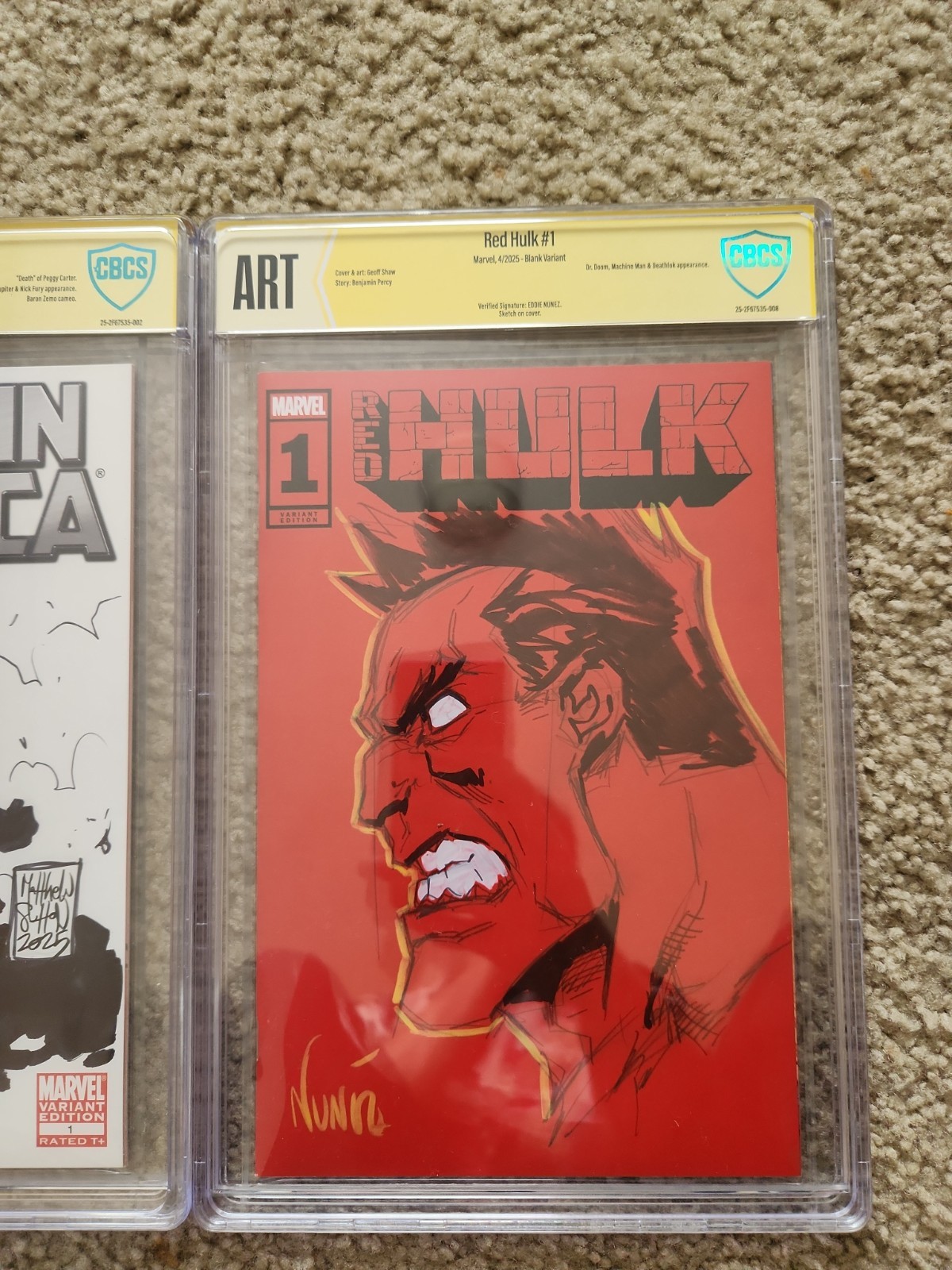 Original Art Sketches On Blank Comics (Flash, CA & Red Hulk) Slabbed By CBCS