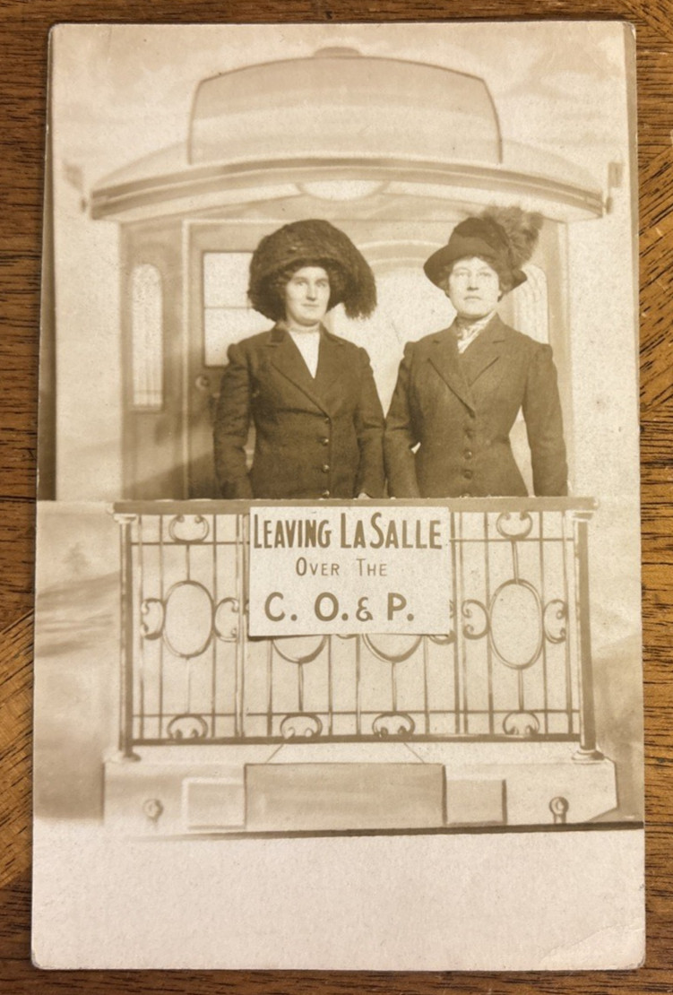 LaSalle MI Postcard RPPC Photo Leaving La Salle Studio Train c1910's
